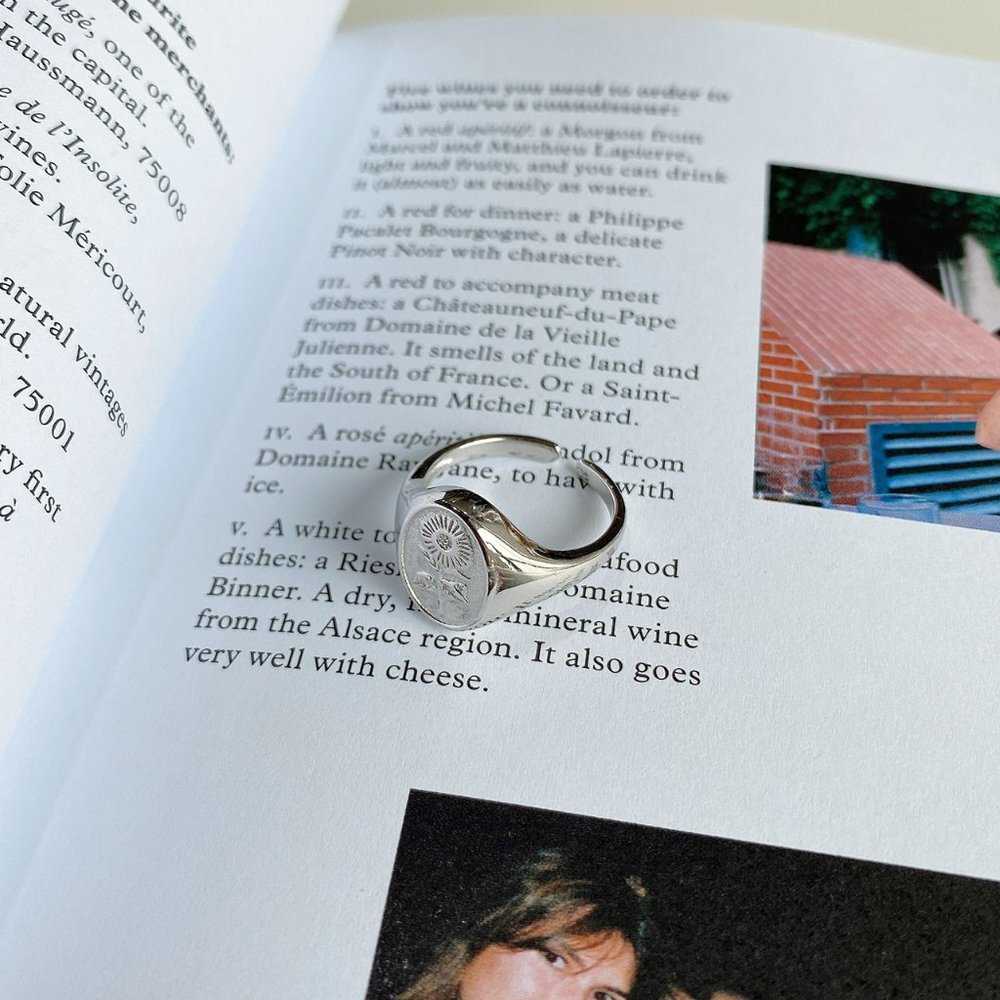 🌻 18K Goldplated Sunflower Floral Signet Ring - Picture 6 of 10